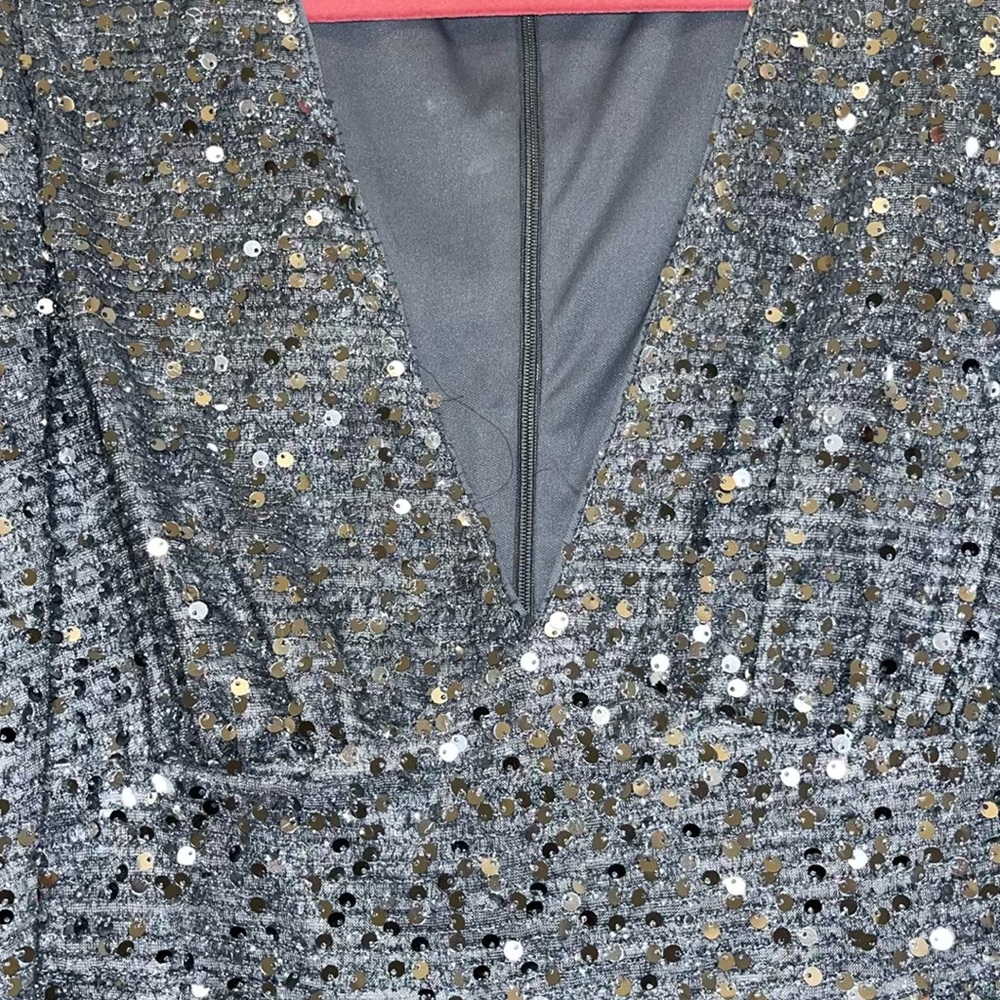 Elegant Silver Sequin Dress - Picture 3 of 4